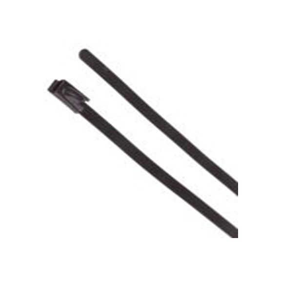 RS PRO,743-6188,聚酯涂层不锈钢 电缆扎带, 滚珠, 阻燃, 无卤素, 黑色, 125 mm长x4.6 mm宽, 436.1N拉伸强度