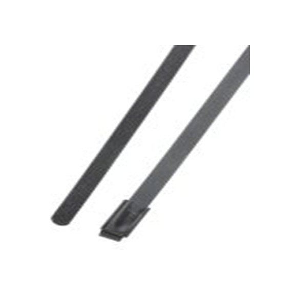 RS PRO,743-6190,聚酯涂层不锈钢 电缆扎带, 滚珠, 阻燃, 无卤素, 黑色, 680 mm长x4.6 mm宽, 436.1N拉伸强度