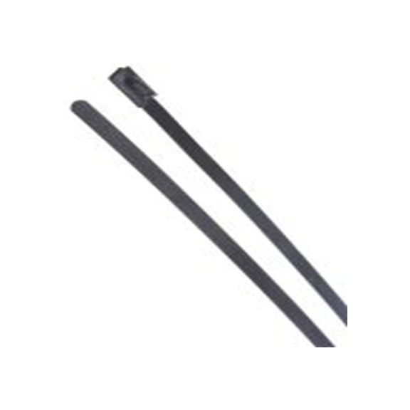 RS PRO,743-6204,聚酯涂层不锈钢 电缆扎带, 滚珠, 阻燃, 无卤素, 黑色, 840 mm长x4.6 mm宽, 436.1N拉伸强度