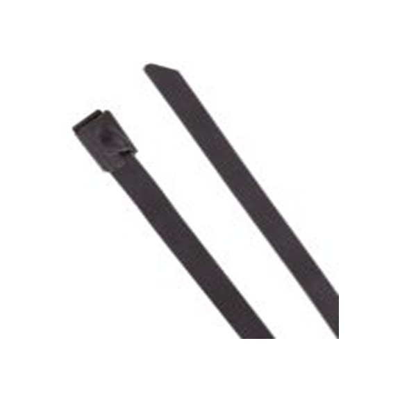 RS PRO,743-6210,聚酯涂层不锈钢 电缆扎带, 滚珠, 阻燃, 无卤素, 黑色, 1 m长x7.9 mm宽, 539N拉伸强度