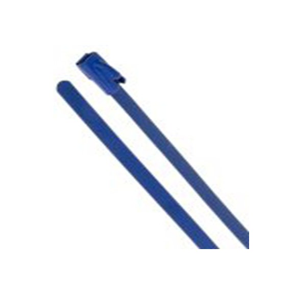 RS PRO,743-6305,聚酯涂层不锈钢 电缆扎带, 滚珠, 无卤素, 阻燃, 蓝色, 360 mm长x4.6 mm宽, 436.1N拉伸强度