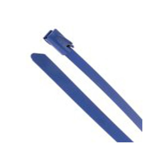 RS PRO,743-6308,聚酯涂层不锈钢 电缆扎带, 滚珠, 阻燃, 无卤素, 蓝色, 360 mm长x7.9 mm宽, 539N拉伸强度