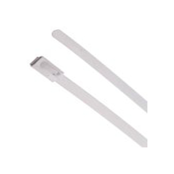 RS PRO,743-6320,聚酯涂层不锈钢 电缆扎带, 滚珠, 阻燃, 无卤素, 白色, 360 mm长x4.6 mm宽, 436.1N拉伸强度