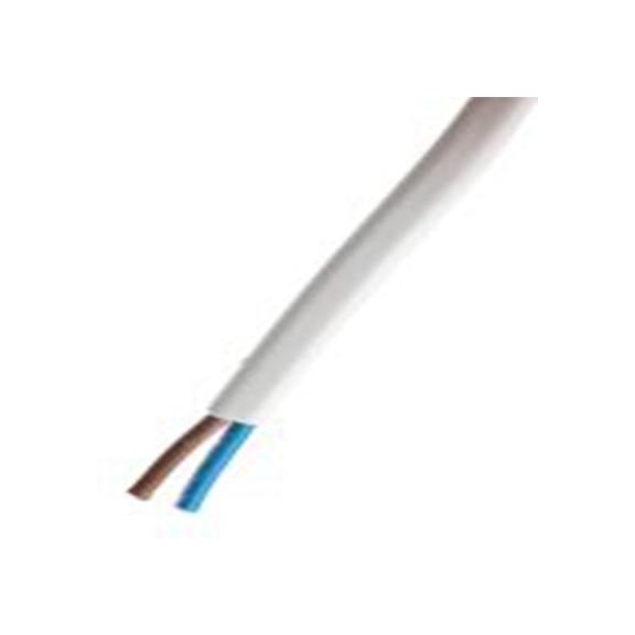 RS PRO,775-6078,2芯, 100 m长 电源电缆, 300 V, 白色 聚氯乙烯护套 70 °C, H03VVH2-F系列