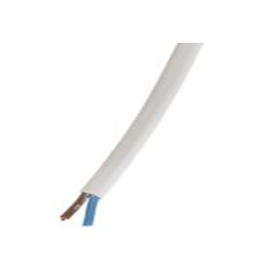 RS PRO,775-6081,2芯, 100 m长 电源电缆, 300 V, 白色 聚氯乙烯护套 70 °C, H03VVH2-F系列