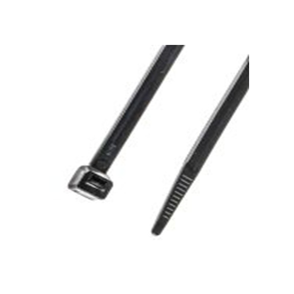 RS PRO,811-1518,尼龙 66 电缆扎带, 不易松脱, 阻燃, 黑色, 240 mm长x7.6 mm宽, 539N拉伸强度