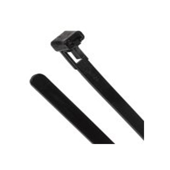 RS PRO,811-1619,尼龙 66 电缆扎带, 易松开, 阻燃, 黑色, 250 mm长x7.6 mm宽, 215.6N拉伸强度