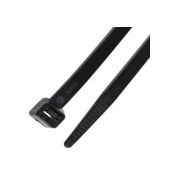 RS PRO,811-1669,尼龙 66 电缆扎带, 不易松脱, 阻燃, 黑色, 380 mm长x7.6 mm宽, 534N拉伸强度