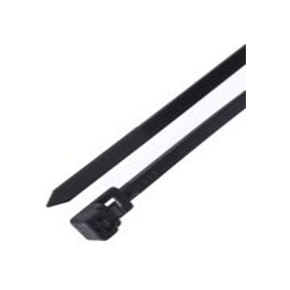 RS PRO,811-1795,尼龙 66 电缆扎带, 易松开, 阻燃, 黑色, 125 mm长x4.5 mm宽, 215.6N拉伸强度