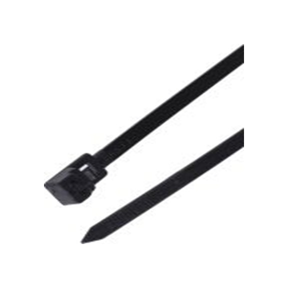 RS PRO,811-1811,尼龙 66 电缆扎带, 易松开, 阻燃, 黑色, 300 mm长x4.5 mm宽, 215.6N拉伸强度