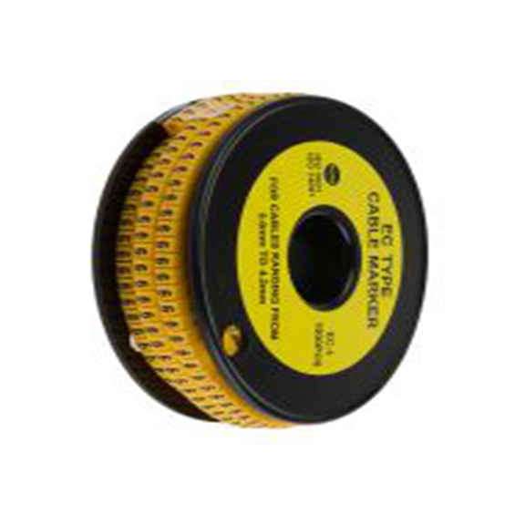 RS PRO,812-0821,RS PRO 防油 电缆标识, 滑动式固定 4.2 mm, 图例6 3 mm, 黑色 黄色, 4 mm, EC系列