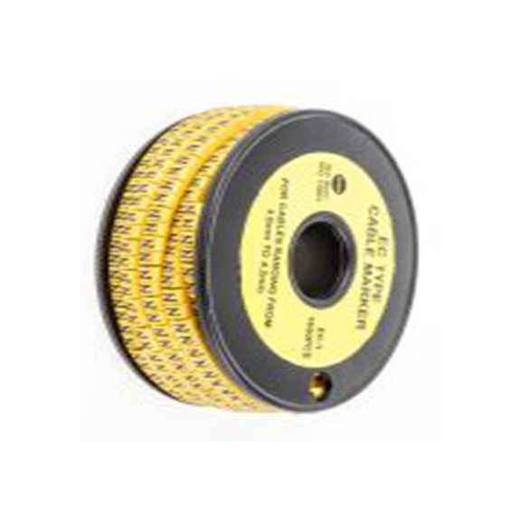 RS PRO,812-0878,RS PRO 防油 电缆标识, 滑动式固定 4.2 mm, 图例N 3 mm, 黑色 黄色, 4 mm, EC系列