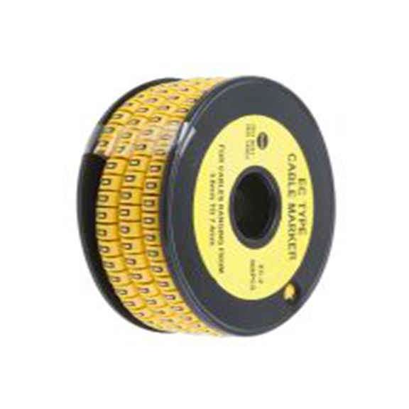 RS PRO,812-0979,RS PRO 防油 电缆标识, 滑动式固定 7.4 mm, 图例D 3.6 mm, 黑色 黄色, 5 mm, EC系列