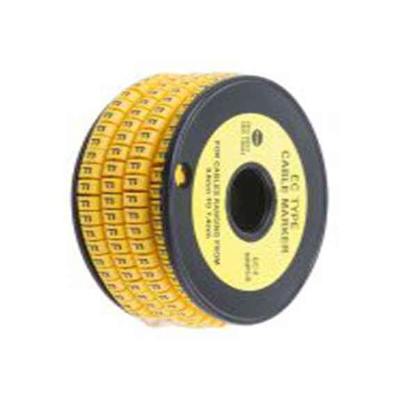 RS PRO,812-0981,RS PRO 防油 电缆标识, 滑动式固定 7.4 mm, 图例F 3.6 mm, 黑色 黄色, 5 mm, EC系列