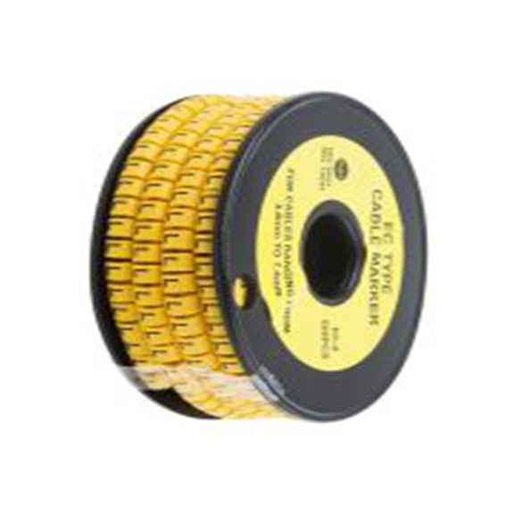 RS PRO,812-1007,RS PRO 防油 电缆标识, 滑动式固定 7.4 mm, 图例L 3.6 mm, 黑色 黄色, 5 mm, EC系列