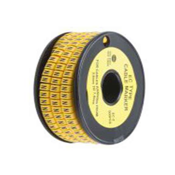 RS PRO,812-1010,RS PRO 防油 电缆标识, 滑动式固定 7.4 mm, 图例N 3.6 mm, 黑色 黄色, 5 mm, EC系列