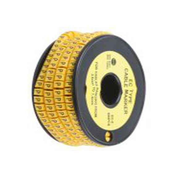 RS PRO,812-1017,RS PRO 防油 电缆标识, 滑动式固定 7.4 mm, 图例P 3.6 mm, 黑色 黄色, 5 mm, EC系列