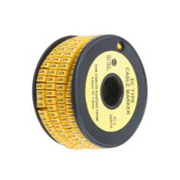 RS PRO,812-1023,RS PRO 防油 电缆标识, 滑动式固定 7.4 mm, 图例S 3.6 mm, 黑色 黄色, 5 mm, EC系列