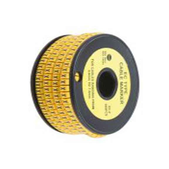 RS PRO,812-1041,RS PRO 防油 电缆标识, 滑动式固定 7.4 mm, 图例X 3.6 mm, 黑色 黄色, 5 mm, EC系列