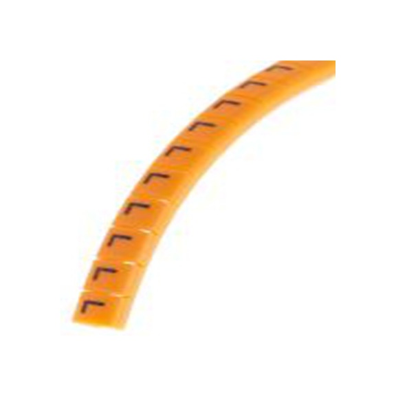 RS PRO,812-1310,电缆标识, 扣入式固定 3.4 mm, 图例L 3 mm, 黑色 橙色, 4 mm, MB1系列