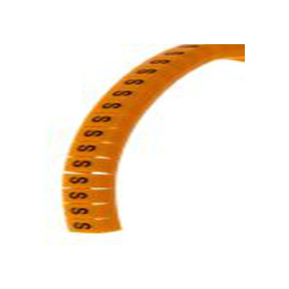 RS PRO,812-1489,电缆标识, 扣入式固定 5 mm, 图例S 4 mm, 黑色 橙色, 4 mm, MB2系列