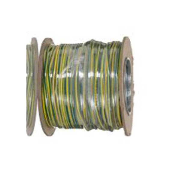 RS PRO,836-0987,黄色, 绿色 H07Z-R 6491B 架空电缆, 1.5 mm², 100 m长 7/0.53 mm, 16 AWG 乙烯丙烯二烃单体, 低烟，无卤, 750 V, 
