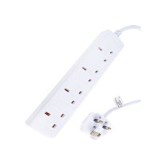 RS PRO,849-6169,RS PRO 白色插排, 额定电压250 V, 4个G 型 - 英式插座, 电缆长2m