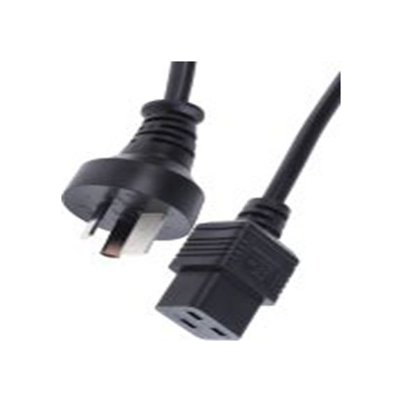 RS PRO,909-2200,2 m 电源线, 250 V, IEC C19转AS/NZS 3112 PSE, 黑色, 符合CE标准