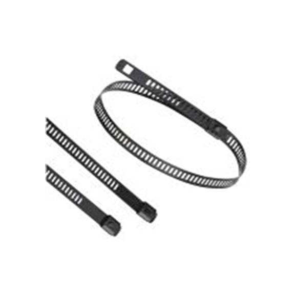RS PRO,183-4173,316 不锈钢 电缆扎带, 梯形单锁定, 耐火, 黑色, 300 mm长x7 mm宽, 350N拉伸强度, CT系列