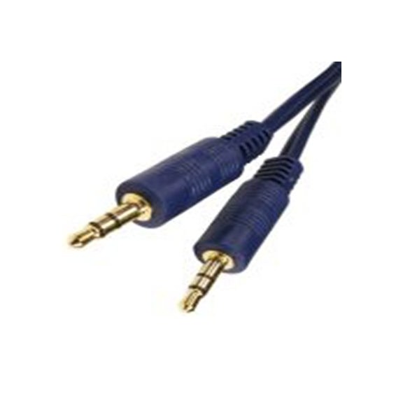 RS PRO,192-4396,RS PRO 辅助电缆, 3.5 mm 立体声插孔 公转3.5 mm 立体声插孔 公, 5 m长, 蓝色, RS PRO系列