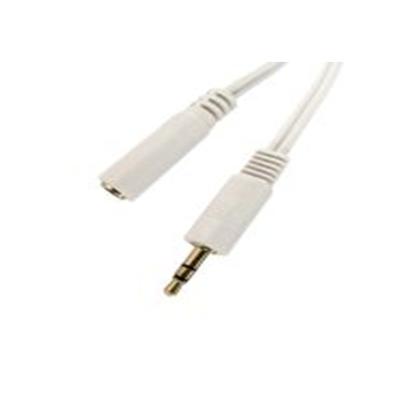 RS PRO,192-4425,RS PRO 辅助电缆, 3.5 mm 立体声插孔 公转3.5 mm 立体声插孔 母插, 5 m长, 白色, RS PRO系列