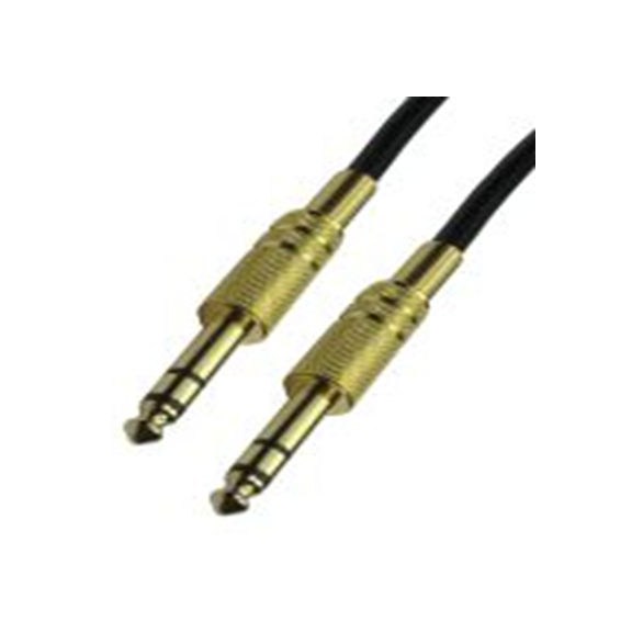 RS PRO,192-4458,RS PRO 辅助电缆, 6.35 mm 立体声插孔 公转6.35 mm 立体声插孔 公, 2 m长, 黑色, RS PRO系列