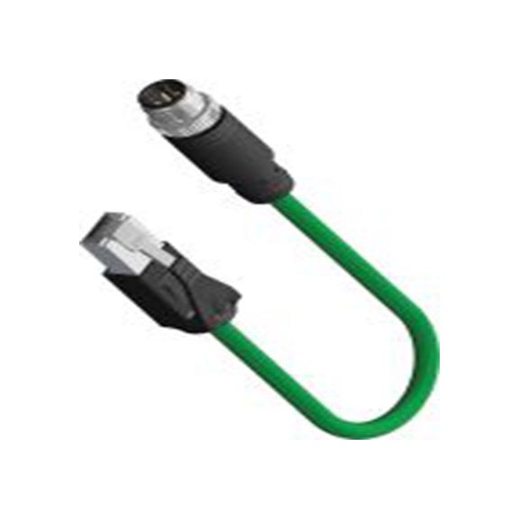 RS PRO,201-7193,5 m Cat5e 以太网电缆, 脱焊带屏蔽, 绿色 聚氯乙烯护套, M12 公转RJ45 公