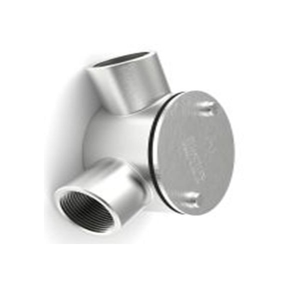 RS PRO,471-1265,电缆导管 导管配件, 1.5 mm螺纹, 316 不锈钢制, 20 mm标称尺寸, 光滑表面, IP40, 银色, UK系列