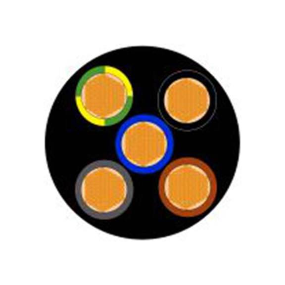 RS PRO,773-9089,五芯, 100 m长 电源电缆, 450 V, 750 V, 黑色 乙烯基丙烯橡胶护套 60 °C, H07RN-F系列