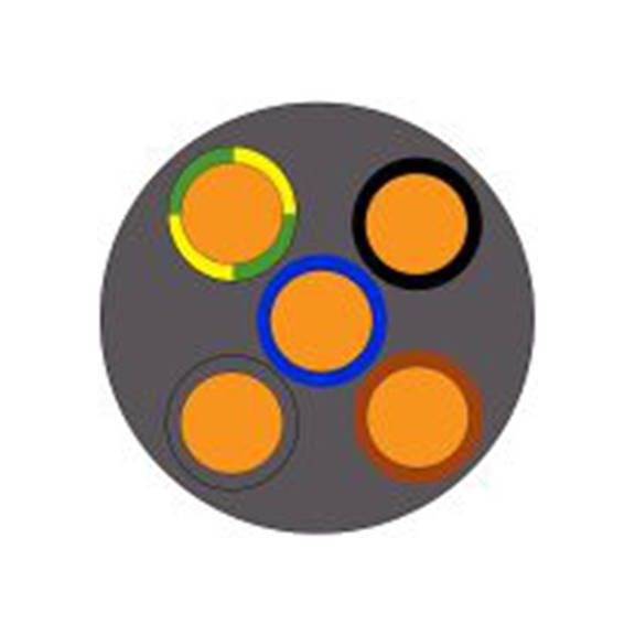 RS PRO,902-8350,五芯, 100 m长 电源电缆, 300 V, 500 V, 灰色 聚氯乙烯护套 70 °C