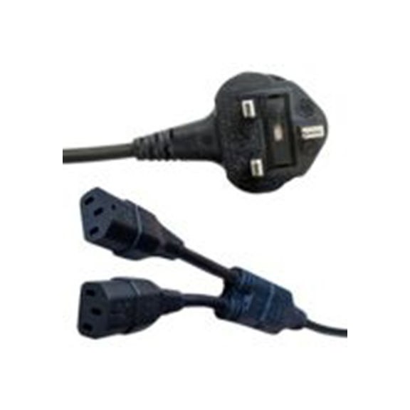 RS PRO,558-963,2.5 m Y 型接头电源延长线, 25 V, IEC C13, 直角转直 聚氯乙烯, 黑色, 符合Eu 2002/95/EC (RoHS), CE, UL, SINGA