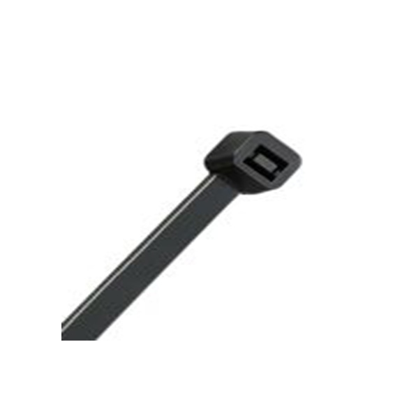 RS PRO,656-100,聚酰胺 电缆扎带, 不易松脱, 自熄灭, 黑色, 380 mm长x7.6 mm宽, 534N拉伸强度, Cold Weather Resistant系列
