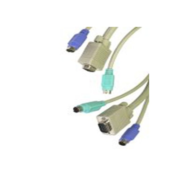 RS PRO,182-8481,RS PRO KVM 电缆, Mini DIN, VGA 公至PS2 x 2 公, 3 m长, 黑色