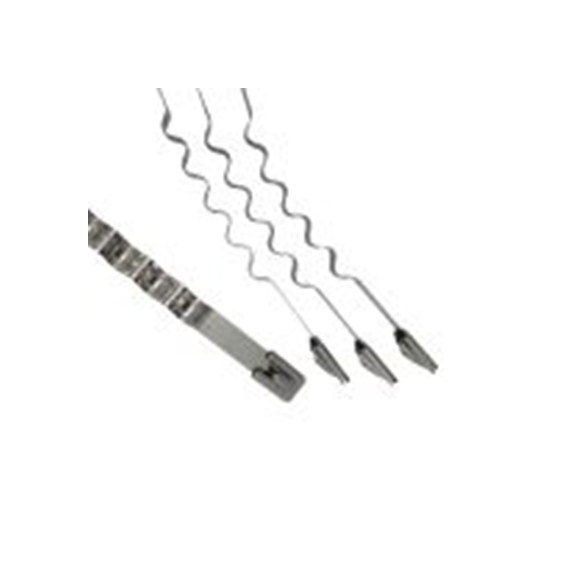 RS PRO,183-4162,316 不锈钢 电缆扎带, 之字形, 耐火, 银色, 100 mm长x4.6 mm宽, CT系列