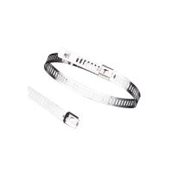 RS PRO,183-4176,316 不锈钢 电缆扎带, 梯形单锁定, 耐火, 银色, 300 mm长x7 mm宽, 1120N拉伸强度, CT系列