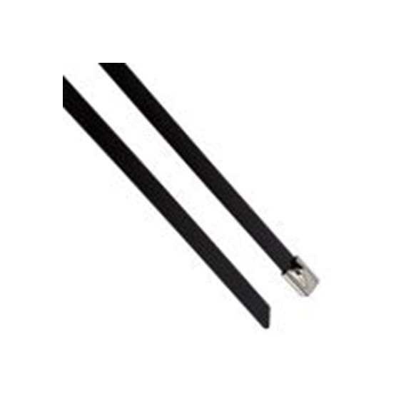 RS PRO,224-2229,316 不锈钢 电缆扎带, 不易松脱, 自熄灭, 黑色, 450 mm长x12 mm宽, 2201N拉伸强度