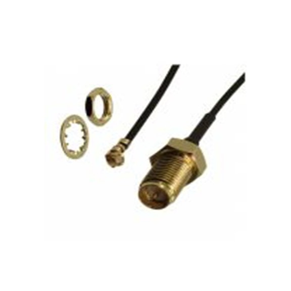 RS PRO,227-2085,射频 同轴电缆, 152 mm长, 50 Ω, 端接, 1.37 mm外径, 黑色, MHF1, RP-SMA系列