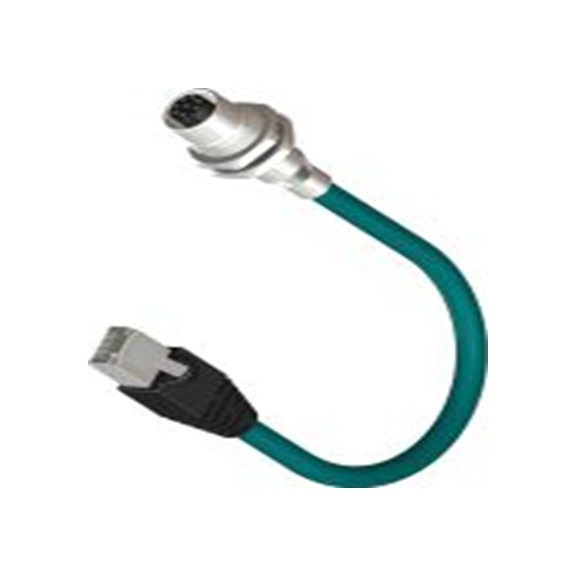 RS PRO,230-5680,1 m 6 类 以太网电缆, 兰绿色, M12 母插转RJ45 公