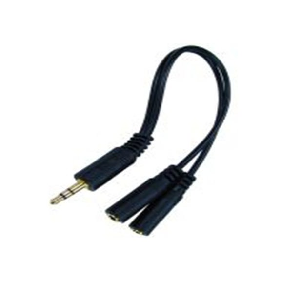 RS PRO,236-9051,RS PRO 辅助电缆, 3.5 mm 立体声插孔 公转3.5mm立体声插孔 x 2 母插, 200 mm长, 黑色, RS PRO系列