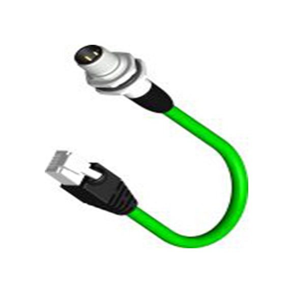 RS PRO,250-0713,0.5 m Cat5e 以太网电缆, 脱焊带屏蔽, 绿色 聚氯乙烯护套, M12 公转RJ45 公