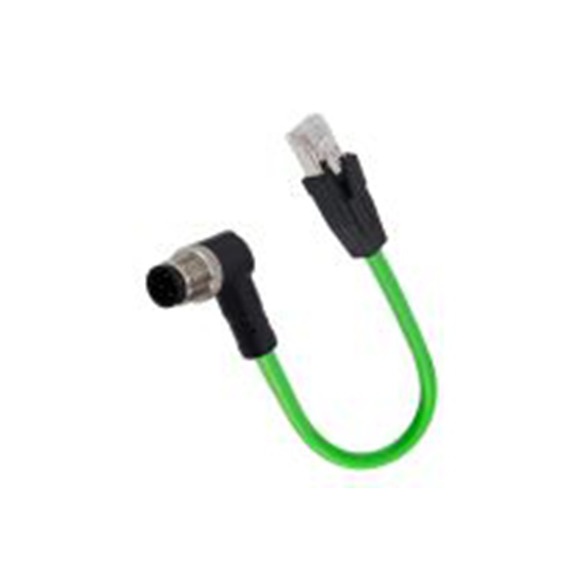 RS PRO,282-5424,RS PRO 电缆, 2 m长 4, M12, 直角 公 8转直 公, PU 黑色护套, IP40, CM08系列