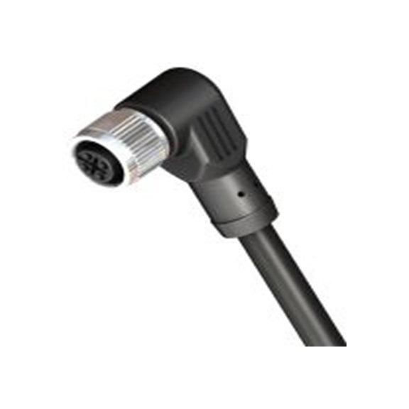 RS PRO,283-4870,RS PRO 执行器/传感器电缆, 4 m长 4, M12, 直角 母插转自由电缆端 无端接, 聚氯乙烯 黑色护套, IP40