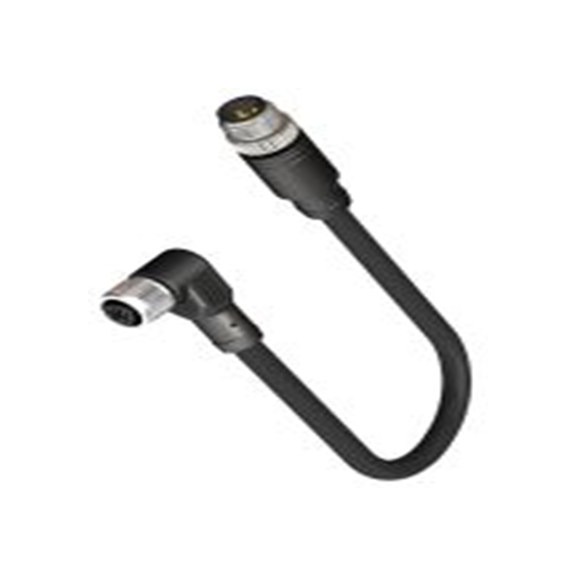 RS PRO,283-4948,RS PRO 执行器/传感器电缆, 1 m长 4, M12, 直角 母插 8转M12, 直 公, 聚氯乙烯 黑色护套, IP40