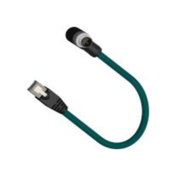 RS PRO,283-4980,RS PRO 执行器/传感器电缆, 2 m长 4, M12, 直角 公 8转M12, 直 公, PU 绿色护套, IP40